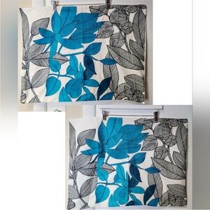 West Elm Blue and Black Floral sham set